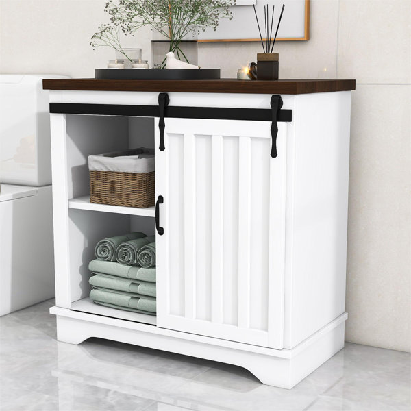 Gracie Oaks Inez Freestanding Bathroom with Sliding Door and